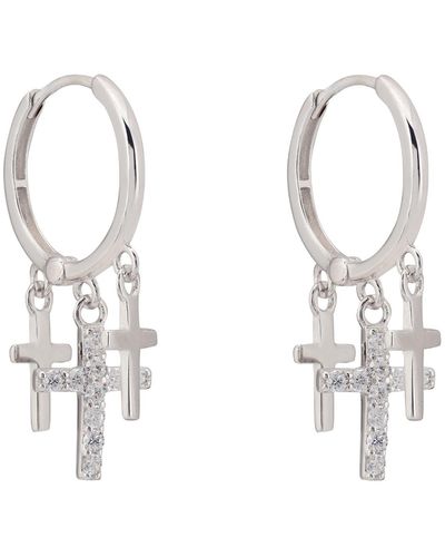 LÁTELITA London Faith Triple Cross Hoop Earrings Silver - Metallic