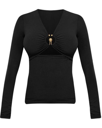 Cliché Reborn Long-sleeved Blouse With Decorative Panel - Black