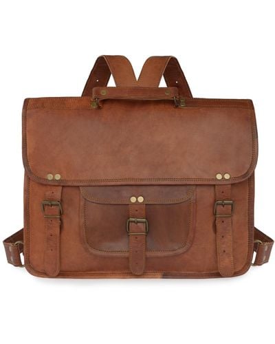 VIDA VIDA Vida Vintage Leather Backpack+satchel - Brown