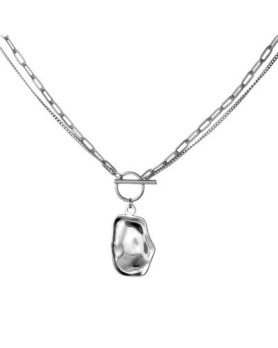 Aaria London Chelsea Double Chain Necklace- Silver - Metallic