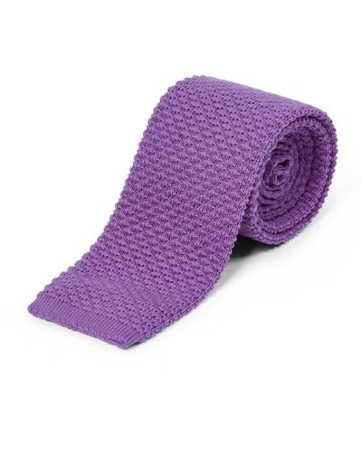 Burrows and Hare Wool Knitted Tie - Purple