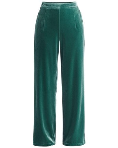Paisie High Waist Velvet Pants In - Green