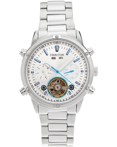 Heritor Wilhelm Semi-skeleton Bracelet Watch With Day And Date - Metallic