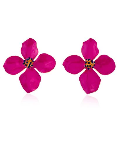 Milou Jewelry Raspberry Pink Clover Flower Earrings