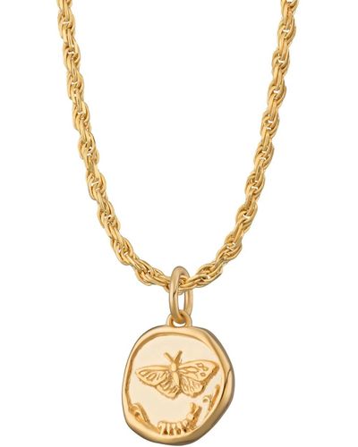 Lily Charmed Plated Manifest Change Necklace With Twisted Rope Chain - Metallic