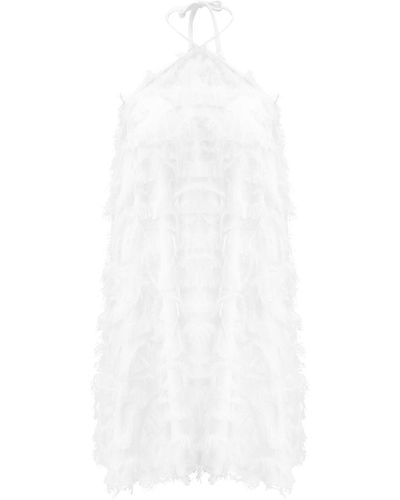 OW Collection Frankie Fringe Mini Dress - White