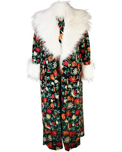 Jennafer Grace Penny Tulip Embroidered Faux Fur Jacket - Multicolor