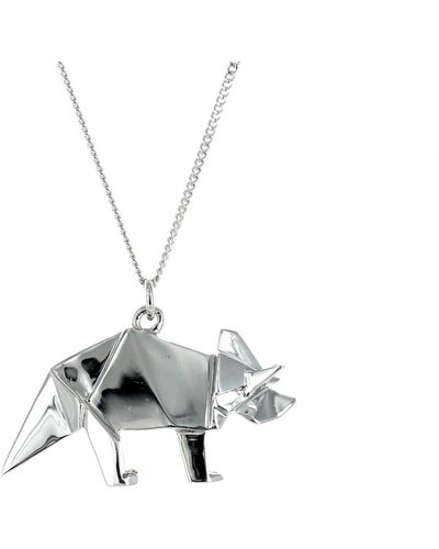 Origami Jewellery Triceratop Necklace Silver - Metallic