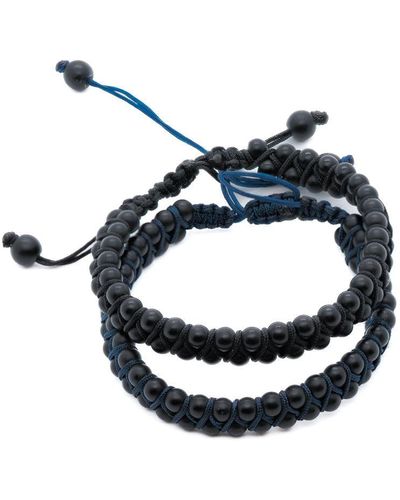 Ebru Jewelry Black Onyx Stone Beaded Rope Bracelet - Blue