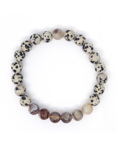 Shar Oke / Neutrals Dalmatian Jasper & Botswana Agate Beaded Bracelet - Metallic