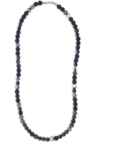 Shar Oke Black Lava, Amazonite & Black Cubic Zirconia Beaded Necklace - Multicolour