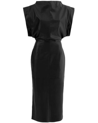 Julia Allert Stylish Sleeveless Faux Leather Dress - Black