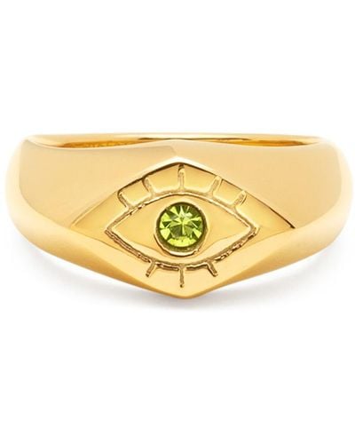 Nialaya Evil Eye Signet Ring - Yellow
