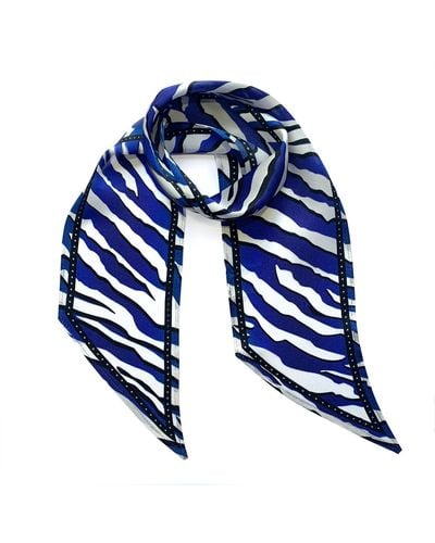 INGMARSON Wild Tiger Silk Neck Scarf Electric - Blue