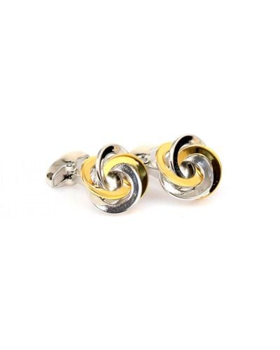 DAVID WEJ Ring Circle Cufflink – Silver Gold - Metallic