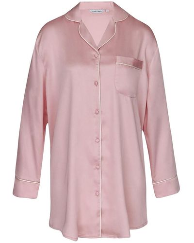 Pasithea Sleep Silky Bamboo Sleep Shirt In Pink