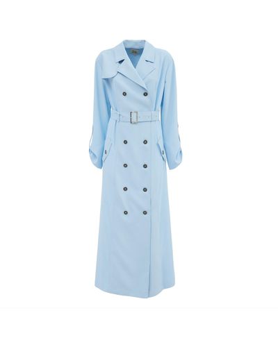Julia Allert Belted Double-breasted Trench Dress Light - Blue