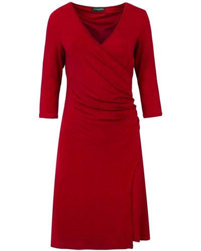 Conquista Faux Wrap Dress In Sustainable Fabric - Red