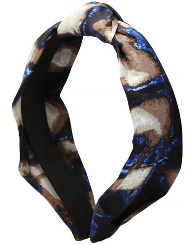 Gosia Orlowska Silk Headband / Blue Brown Abstract