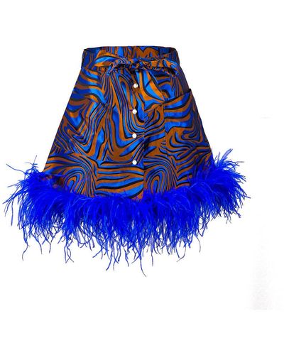 Andreeva Marilyn Skirt With Feathers Details - Blue