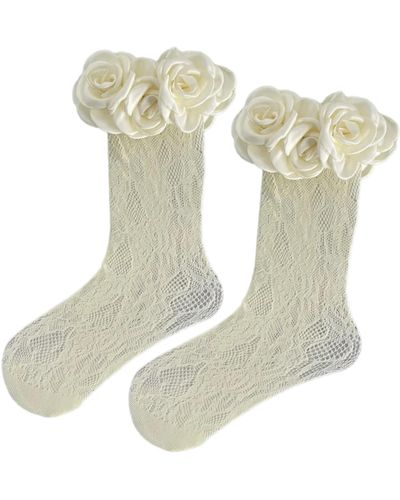 HIGH HEEL JUNGLE by KATHRYN EISMAN Lace Ring Sock Ivory - Green