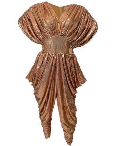 Julia Clancey Zowie Rose Golden Sequin Jumpsuit - Brown
