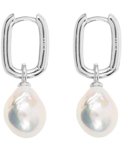 Ora Pearls Aetia Baroque Pearl Hoop Earrings - Metallic