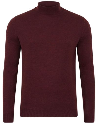 Paul James Knitwear S Extra Fine Merino Wool Mock Turtleneck Shaw Jumper - Red