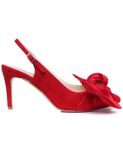 Ginissima Vesa Satin Shoes With Oversized Satin Bow - Red