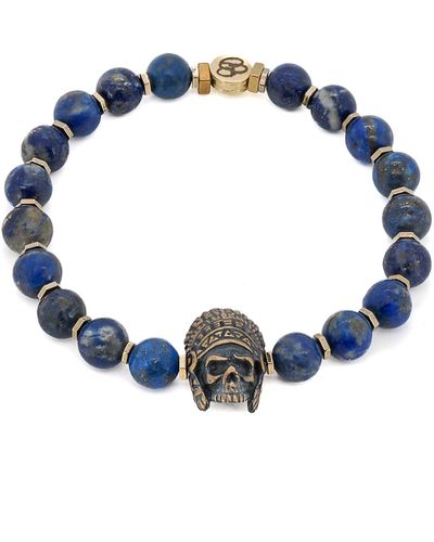 Ebru Jewelry Lapis Lazuli Indian Beaded Bracelet - Blue