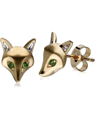 Gemondo Gardenia Tsavorite Fox Earrings In Yellow Gold - Metallic