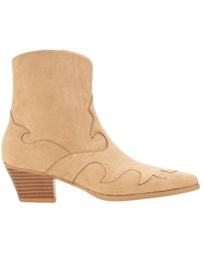 At Last Neutrals 'vanessa Wu' Clyde Cowboy Boots With Western Cutouts - Natural