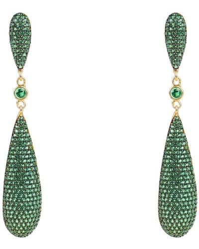 LÁTELITA London Coco's Long Drop Earrings Emerald Green Cz
