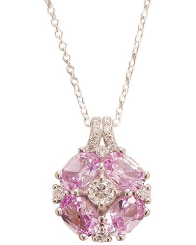 Juvetti Pristi White Gold Necklace Pink Sapphires & Diamonds