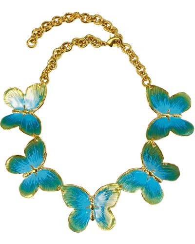 The Pink Reef Oversized Butterfly Necklace In Ocean - Blue