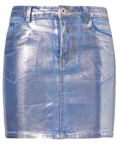 Amy Lynn Soho Denim Metallic Mini Skirt - Blue