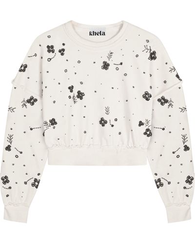Khéla the Label Lovestruck Embellished Sweatshirt In Ivory - Natural