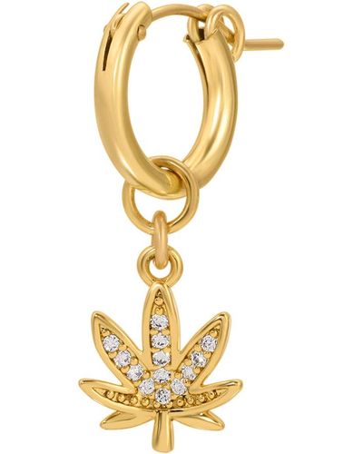 NAiiA Best Bud Marijuana Leaf Charm Earring - Metallic