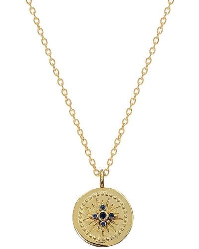 Mirabelle Magic Star Medal With Sapphire Zircon On Long Simple Chain - Metallic
