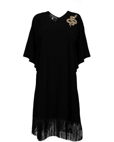Laines London Laines Couture Fringed Tassel Kaftan With Embellished Snake - Black
