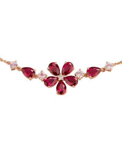 Juvetti Florea Rose Gold Necklace Ruby, Pink Sapphire & Diamond - Red