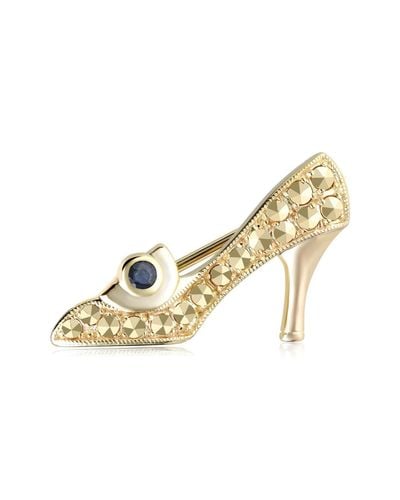 Gemondo Sapphire & Marcasite Shoe Brooch - Metallic