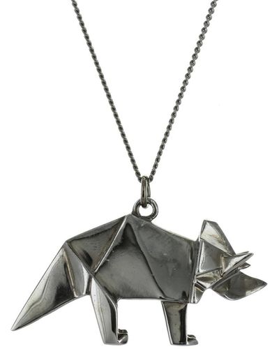 Origami Jewellery Triceartop Necklace Gun Metal - Metallic