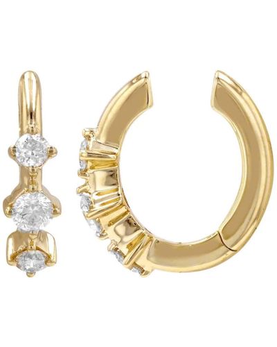 770 Fine Jewelry Solid Triple Diamond Ear Cuff - Metallic