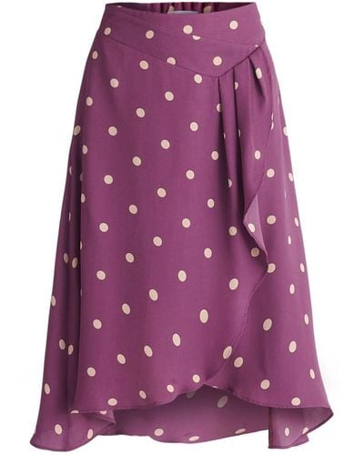 Paisie Asymmetric Polka Dot Skirt In Pink And Cream - Purple