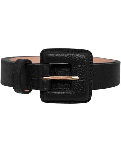 BeltBe Mini Square Narrow Leather Belt - Black