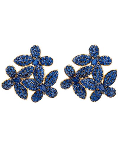 LÁTELITA London Flowers Large Stud Earrings Sapphire Blue Gold