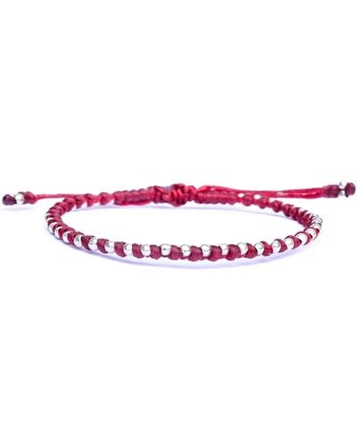 Harbour UK Bracelets Delicate Friendship Bracelet With Tiny Silver Beads For - Red