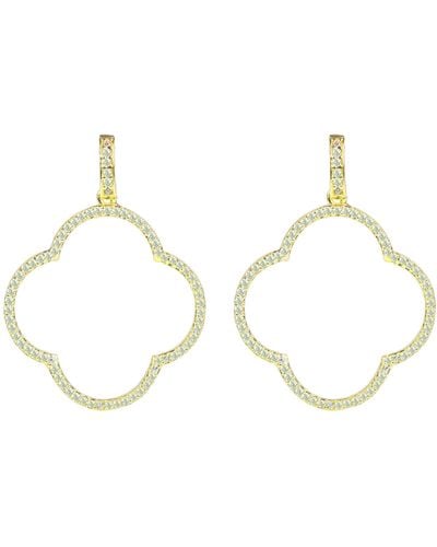 LÁTELITA London Open Clover Large Drop Earrings White Cz Gold - Metallic