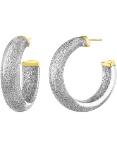 Gold & Honey Medium Illusion Hoops In Silver Pixie - White
